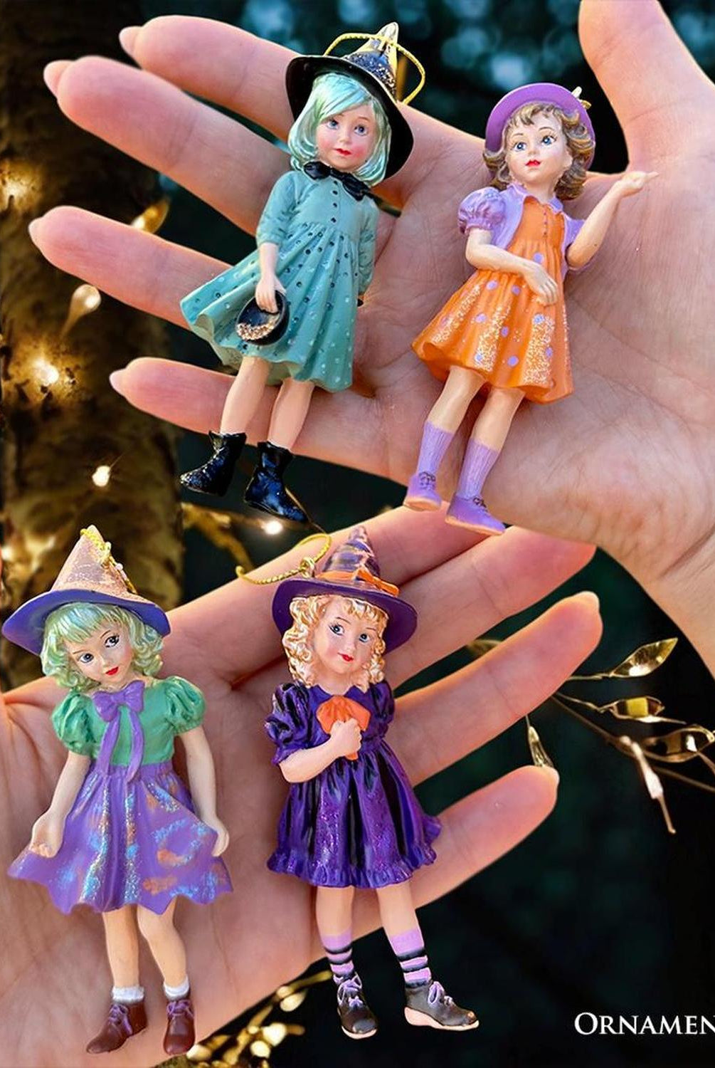 Halloween Victorian Little Witch Girls (Set of 4)