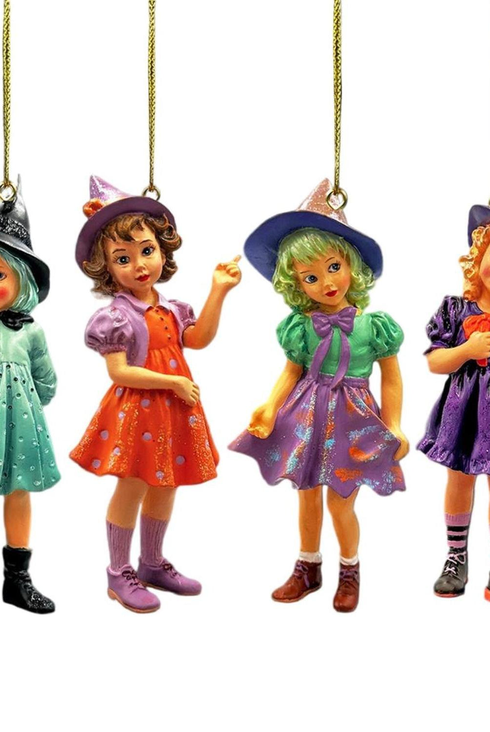 Halloween Victorian Little Witch Girls (Set of 4)