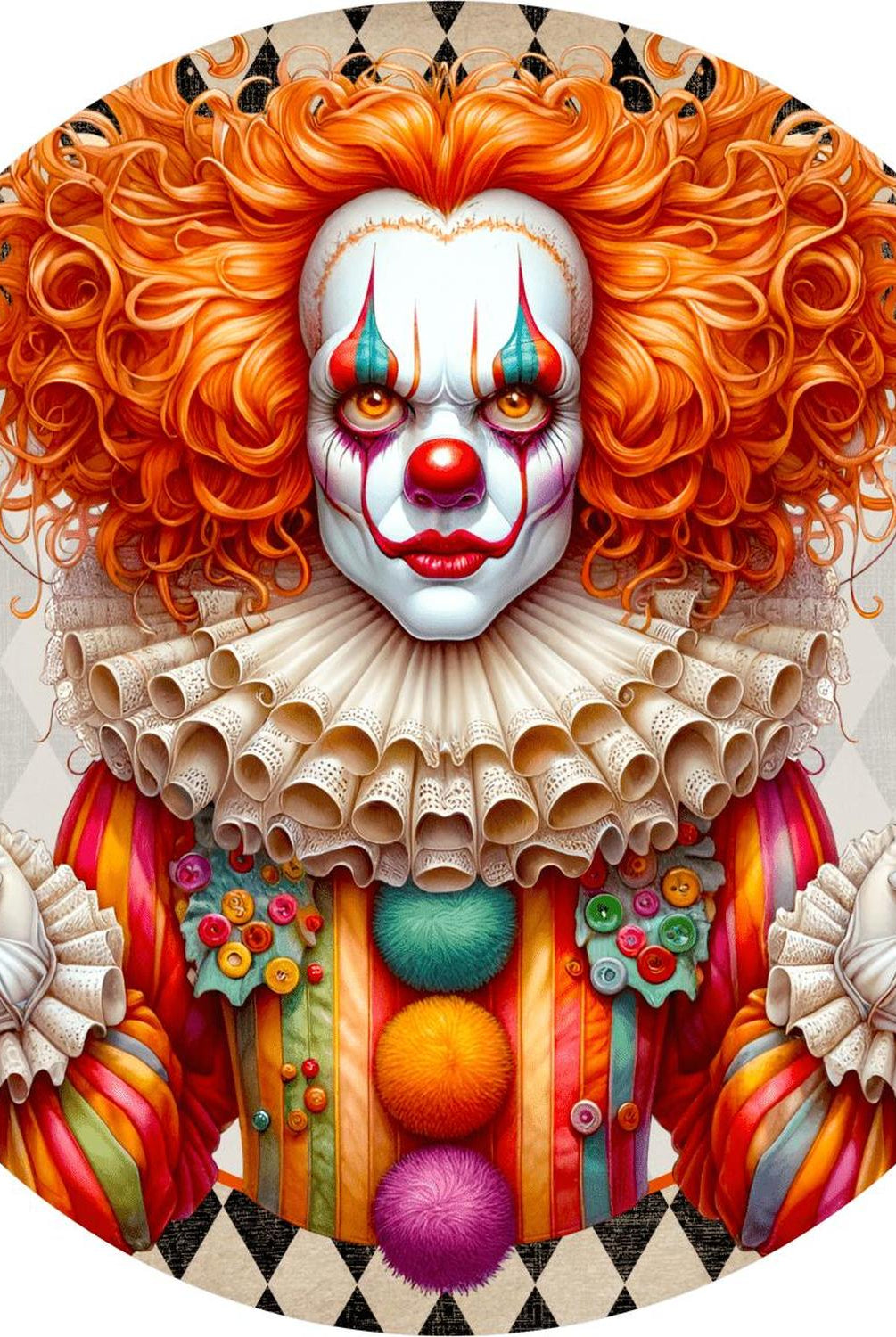 Colorful Halloween Clown Round Sign