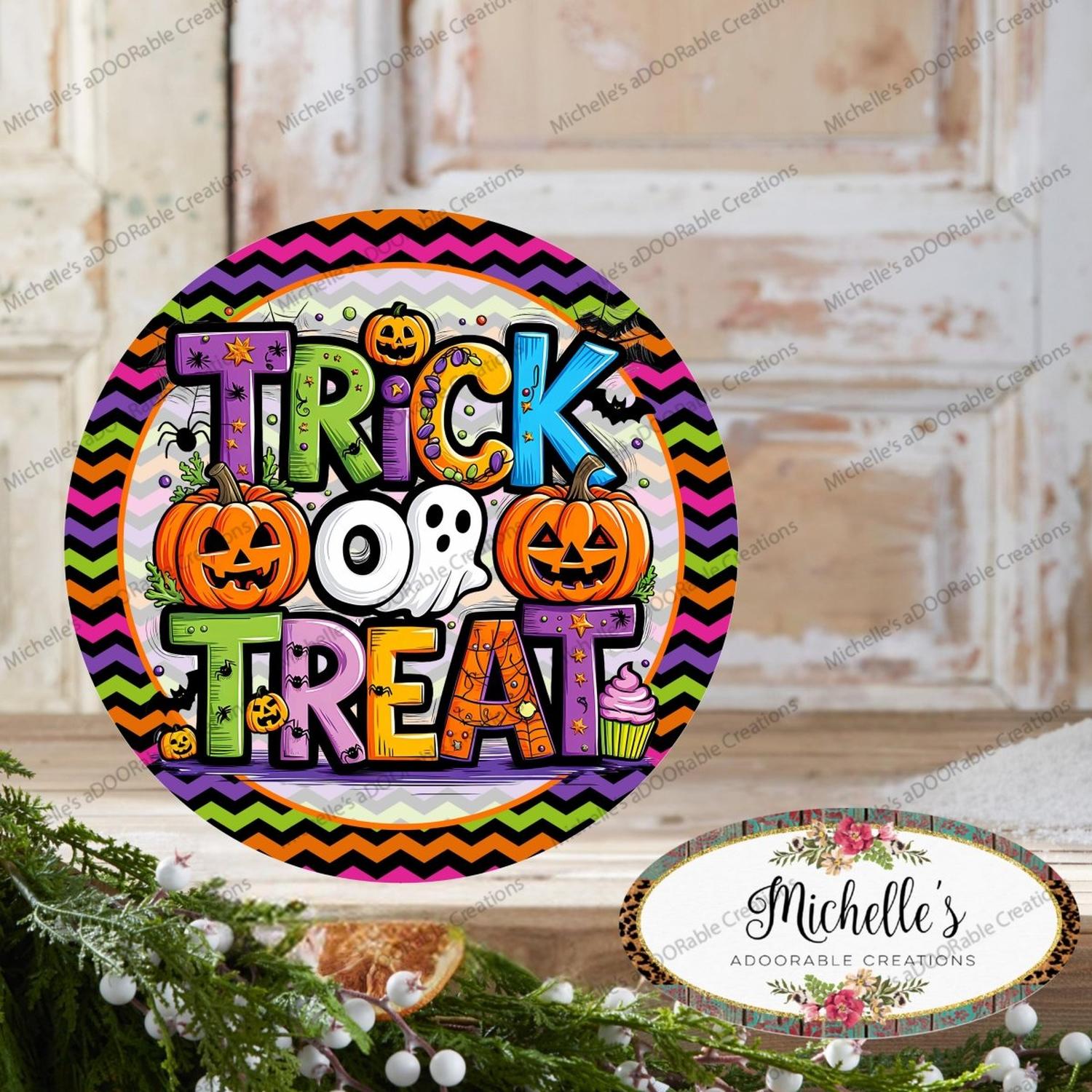 Shop For Colorful Trick or Treat Round Sign