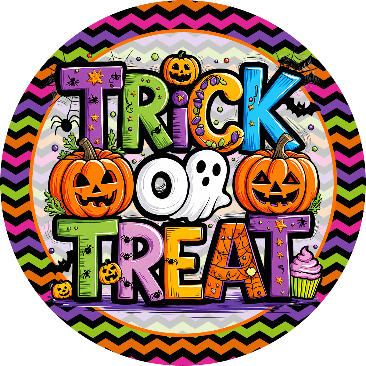 Shop For Colorful Trick or Treat Round Sign
