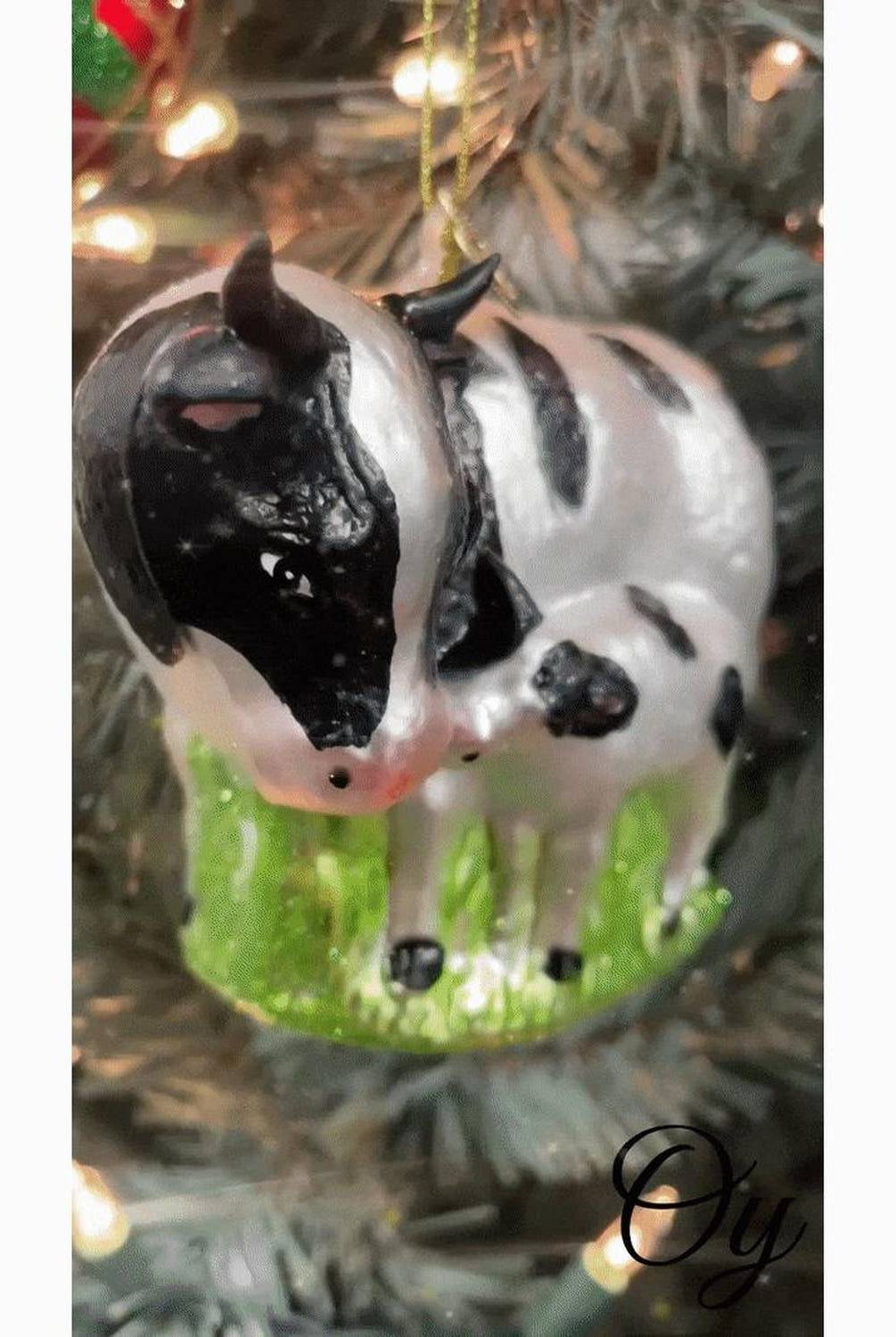 Shop For Cow and Calf Glass Christmas Ornament