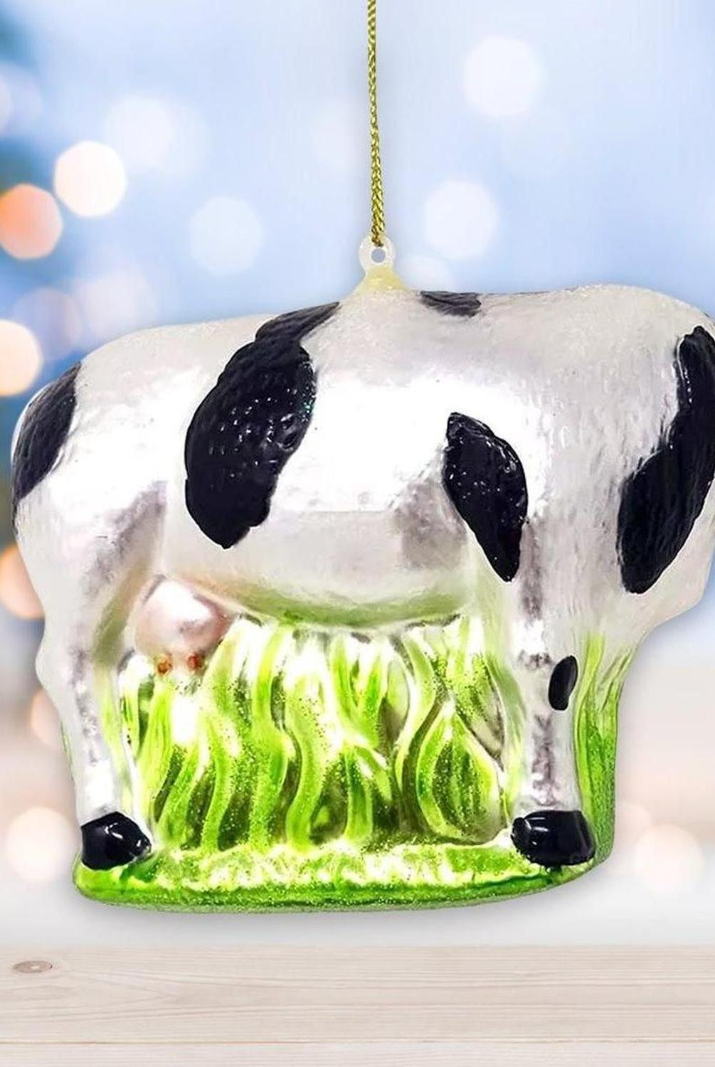 Cow and Calf Glass Christmas Ornament