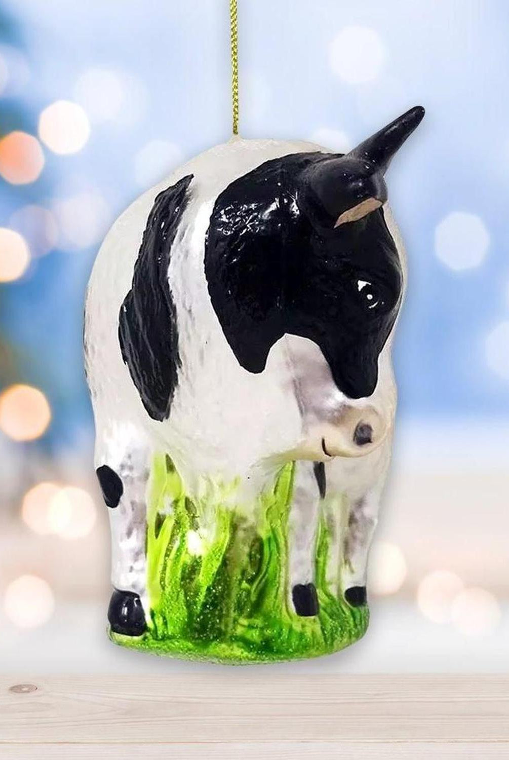 Cow and Calf Glass Christmas Ornament