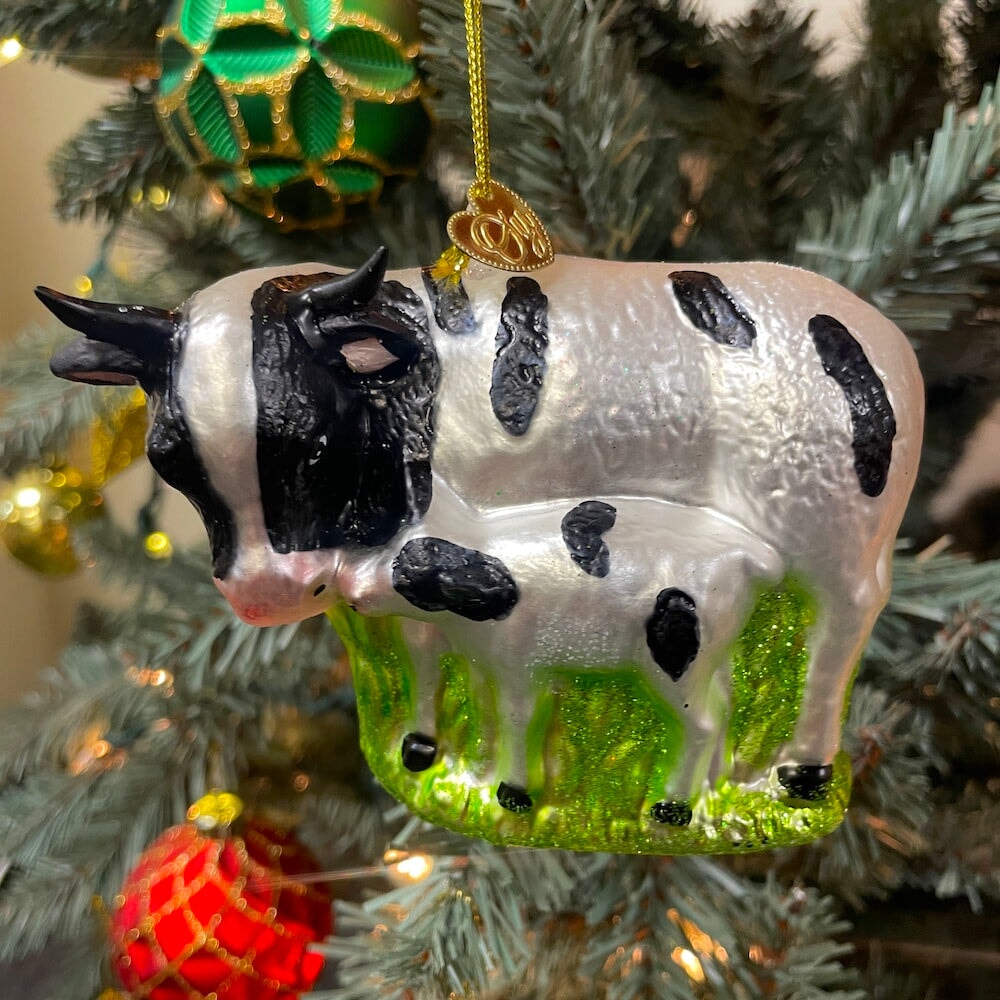 Shop For Cow and Calf Glass Christmas Ornament