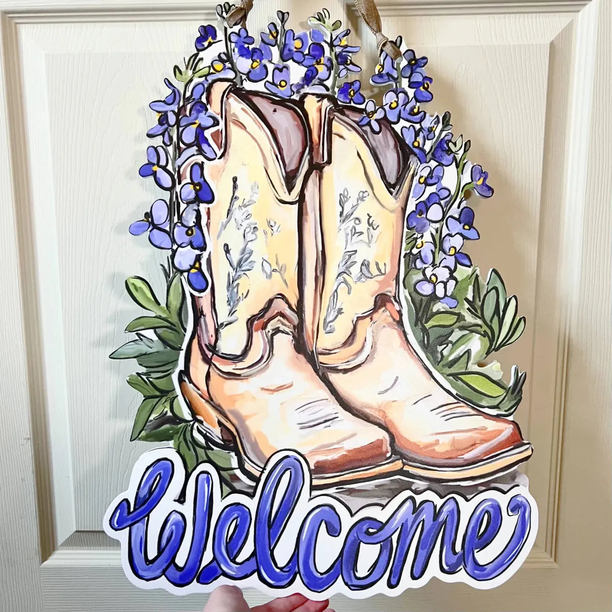 Shop For Cowboy Boot Bluebonnet Welcome Door Hanger