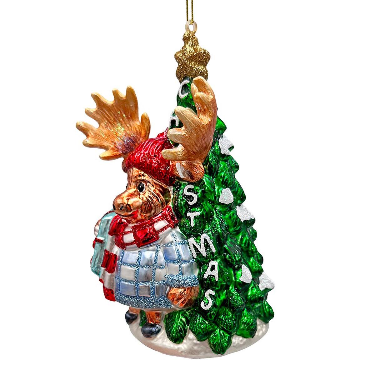 Shop For Cozy Sweater Moose Glass Ornament