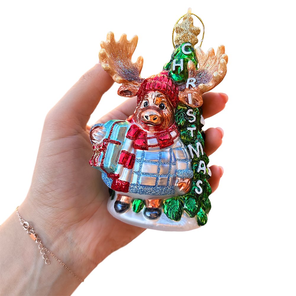 Shop For Cozy Sweater Moose Glass Ornament