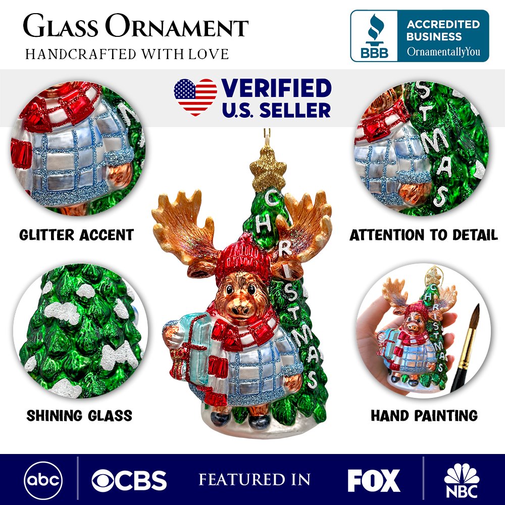 Shop For Cozy Sweater Moose Glass Ornament