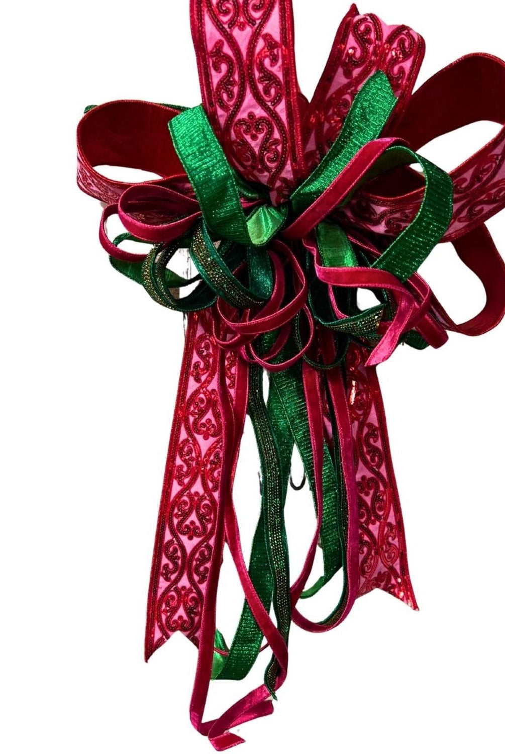 Deluxe Pink Green Jewel Bow