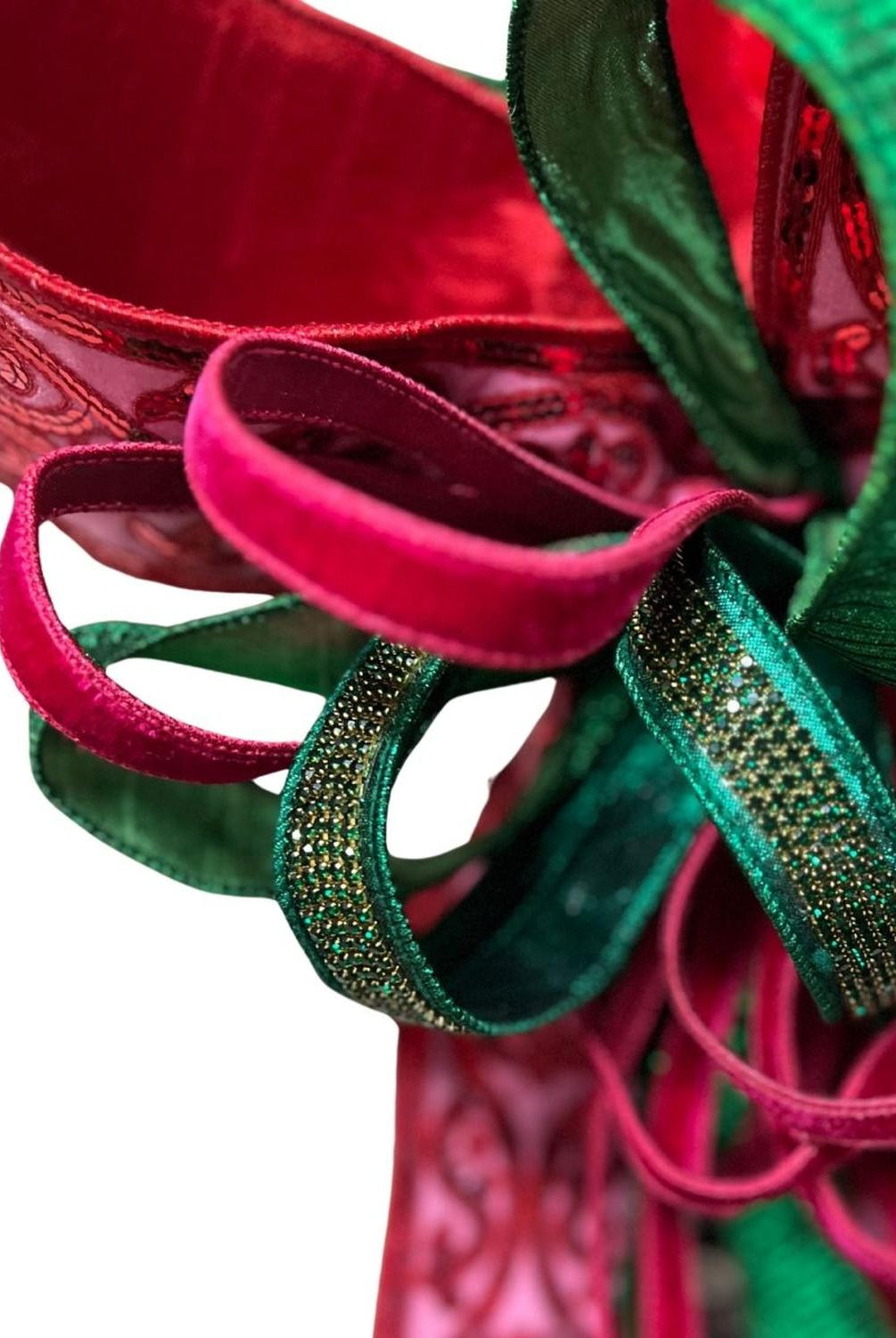 Deluxe Pink Green Jewel Bow