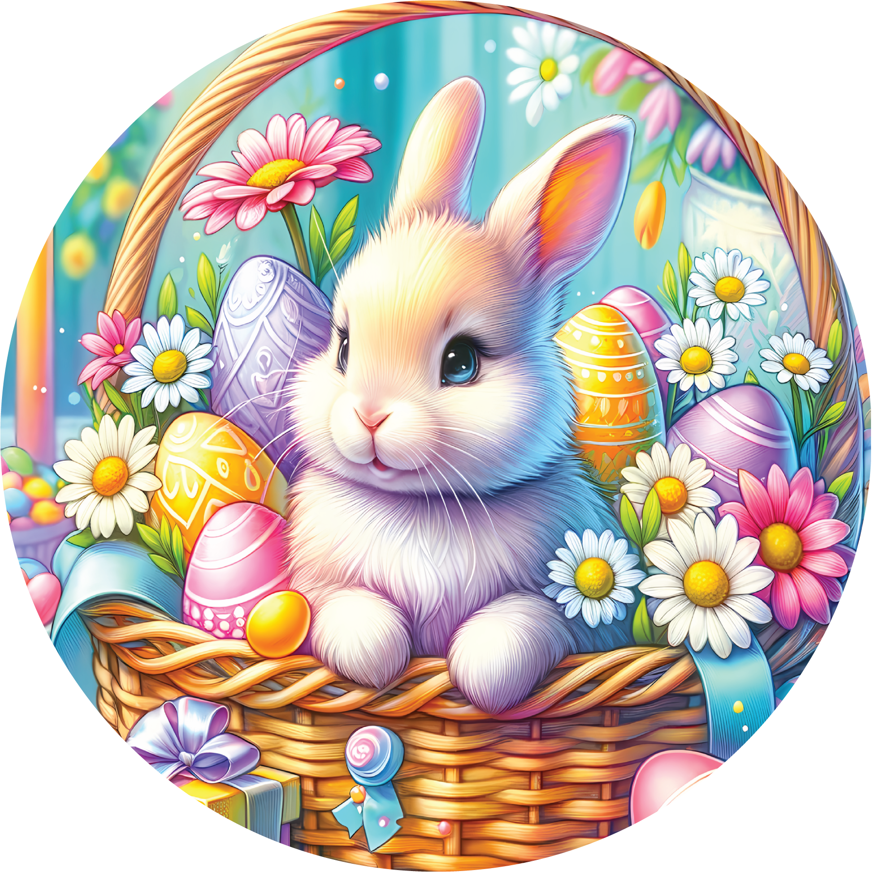 Shop For Easter Basket Bunny Eggs Daisy Sign