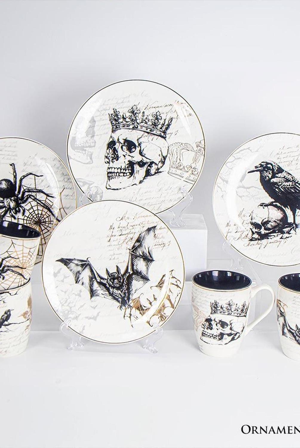 Elegant Halloween Goth Set of 4 Ceramic Mugs