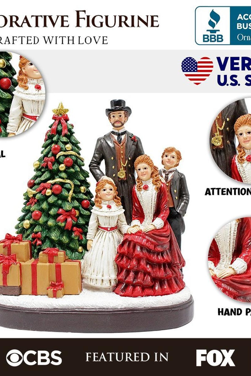 Shop For Elegant Victorian Christmas Family Figurine, 8" Vintage Holiday Tabletop Statue and Home Decoration