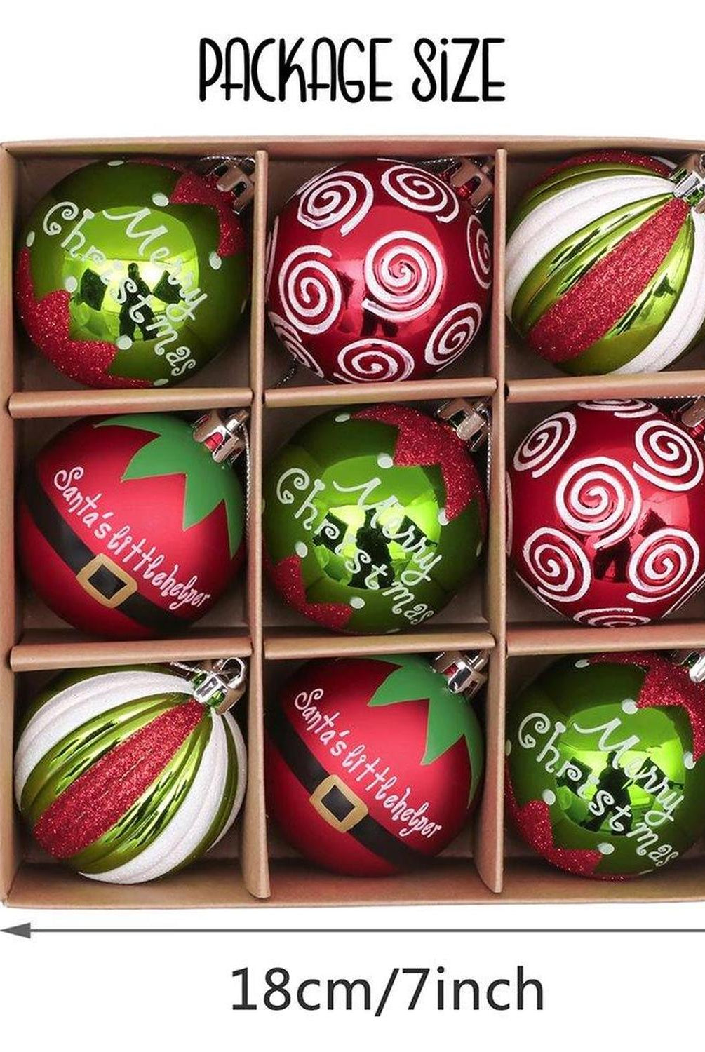 Elf Theme Christmas Ornament, Set of 9