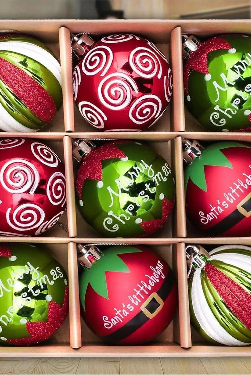 Elf Theme Christmas Ornament, Set of 9