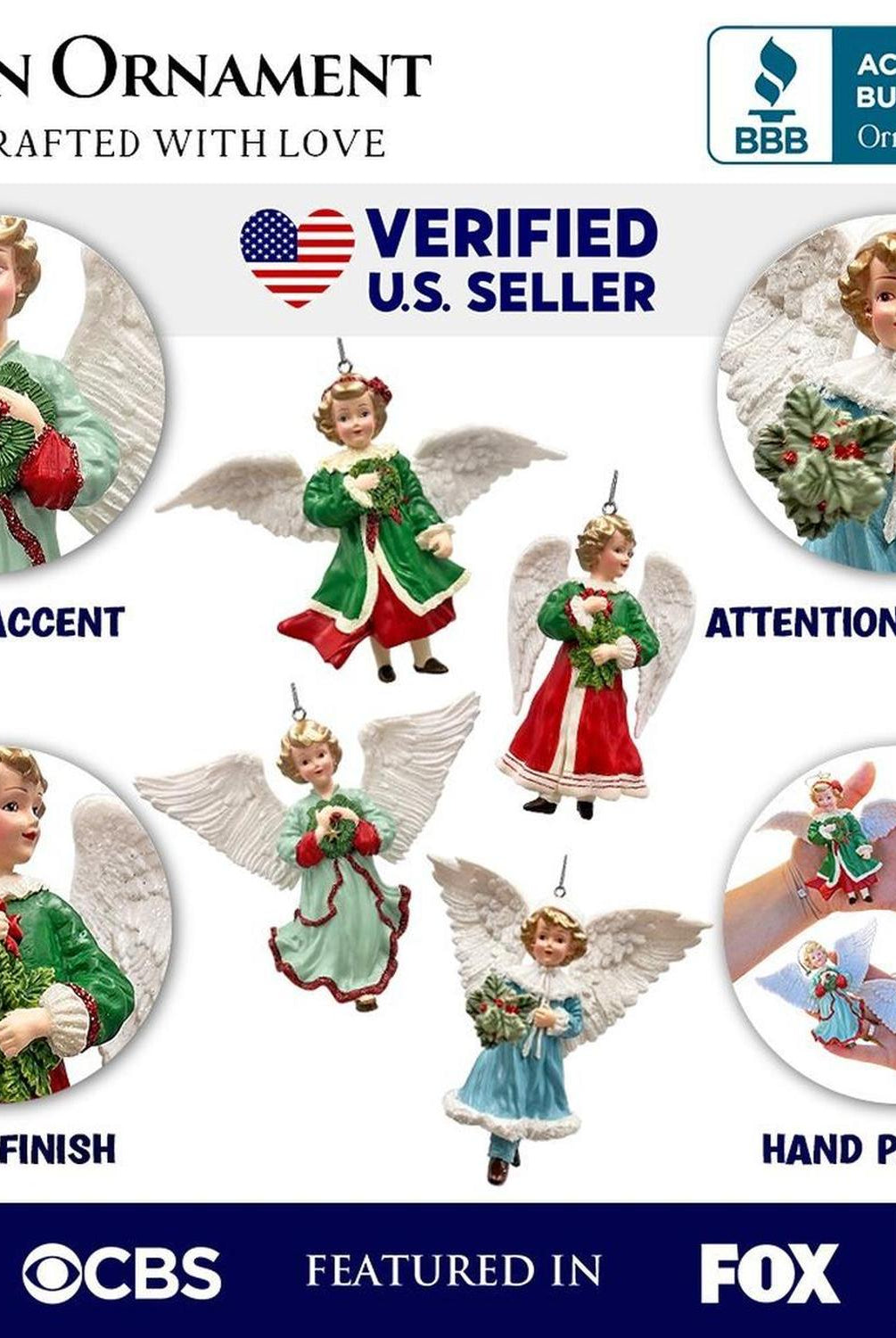 Enchanted Vintage Angel Ornaments, Set of 4