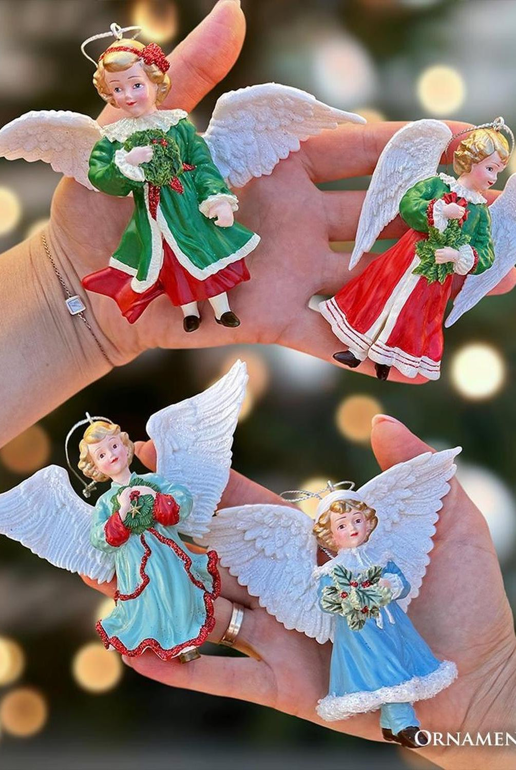 Enchanted Vintage Angel Ornaments, Set of 4