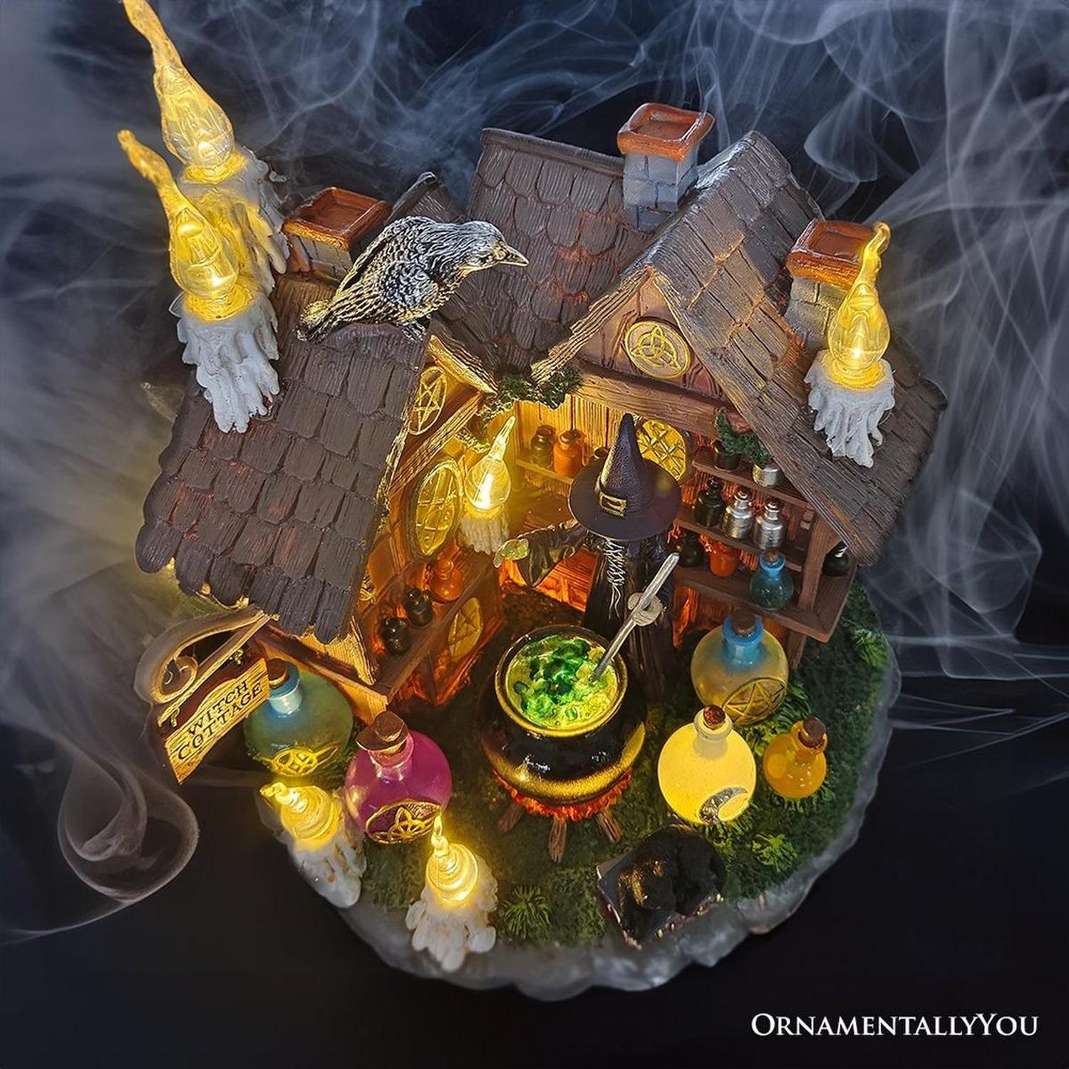 10" LED Halloween Witch Cottage Figurine