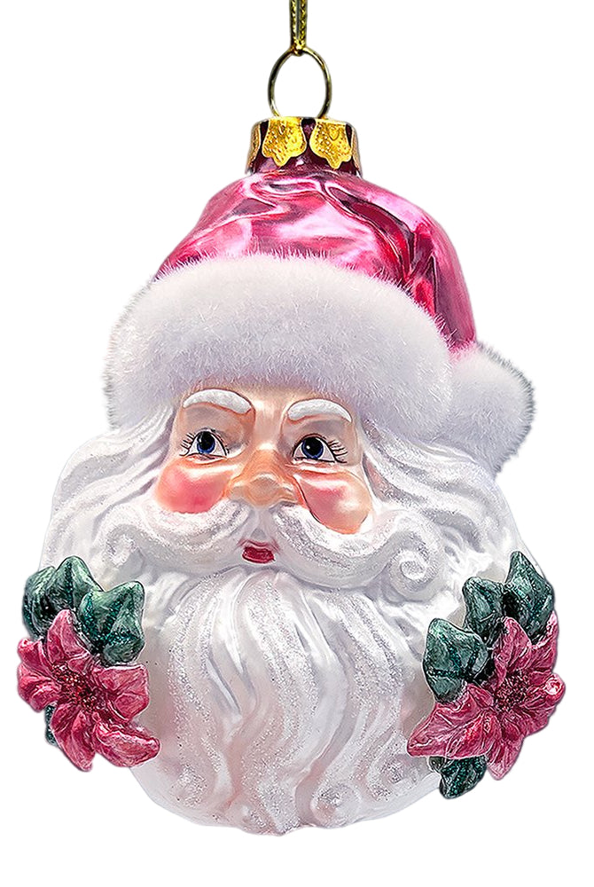 Shop For Enchanting Pink Santa Head Glass Ornament