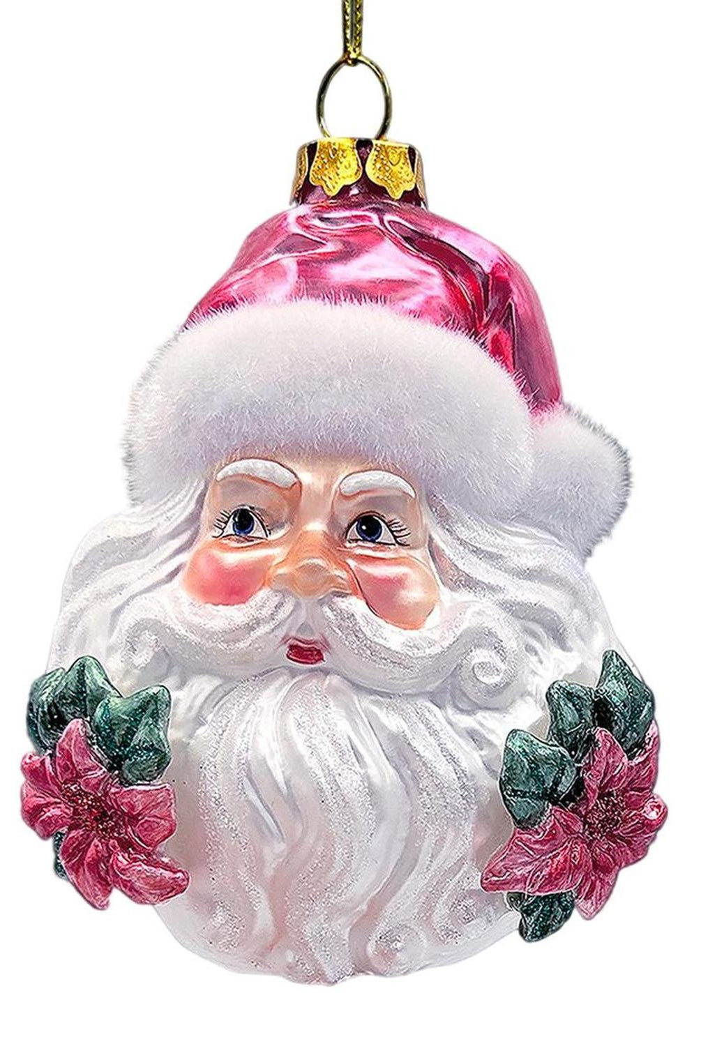 Shop For Enchanting Pink Santa Head Glass Ornament
