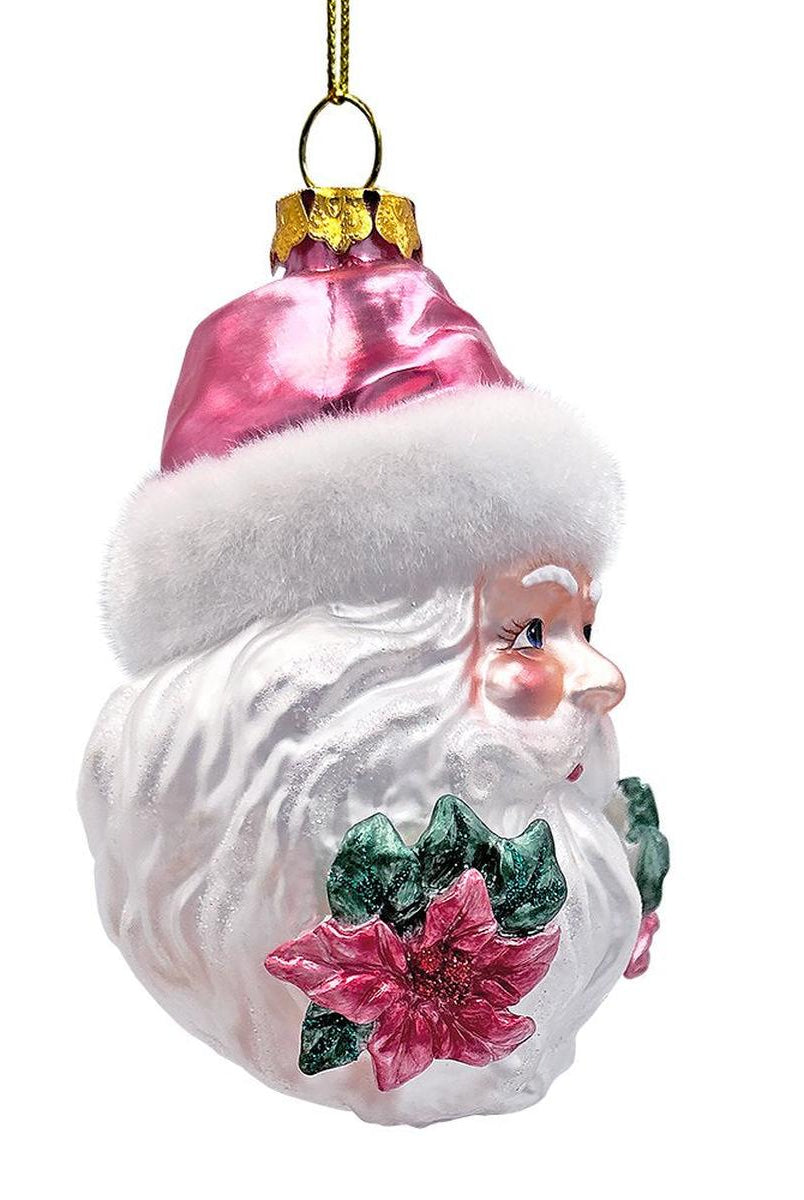 Shop For Enchanting Pink Santa Head Glass Ornament