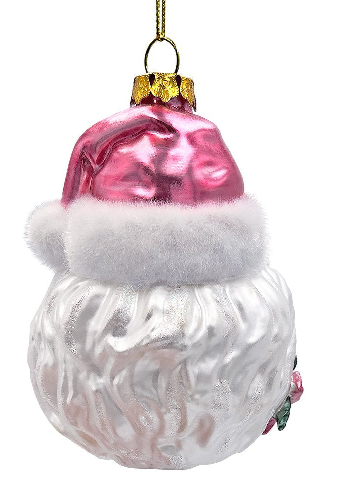 Shop For Enchanting Pink Santa Head Glass Ornament