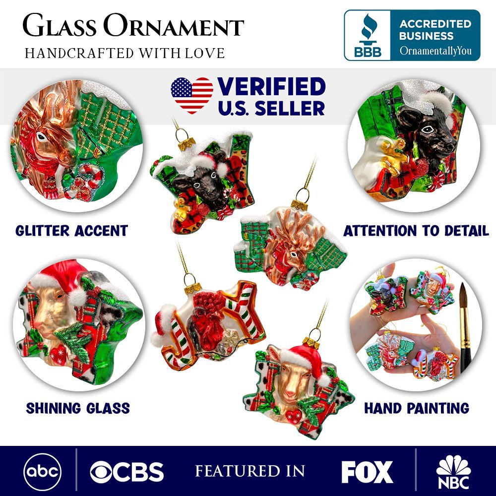 Shop For Farm Filled with Joy Glass Christmas Ornaments, Set of 4