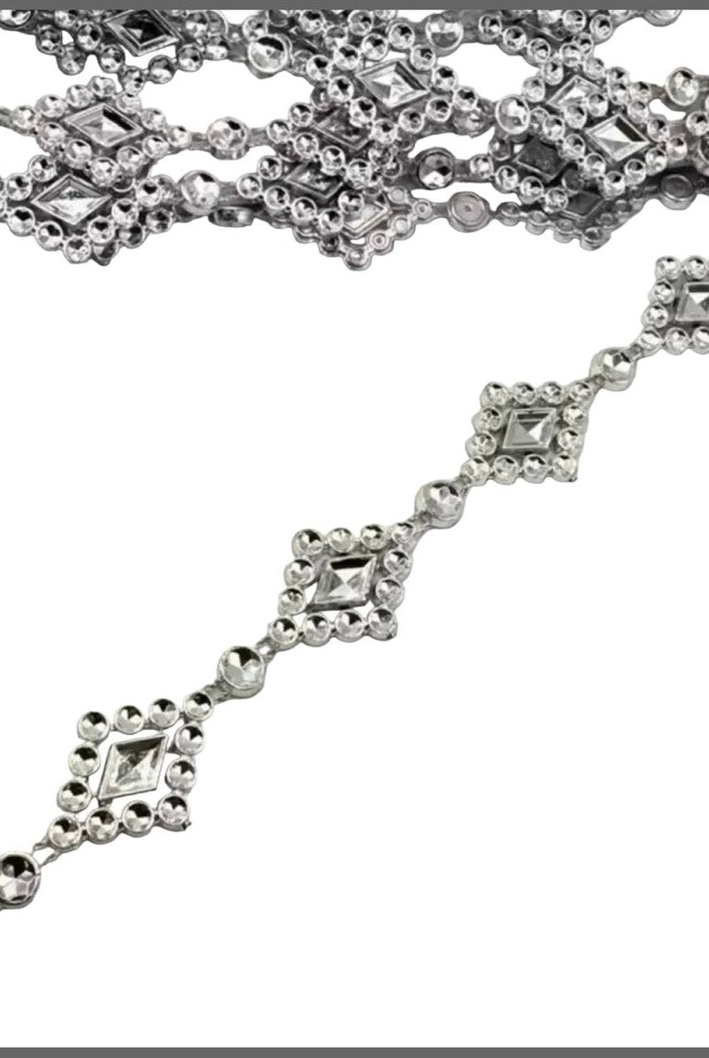 Shop For Faux Diamond Shaped Rhinestone Trimming: Silver (10 Yards)