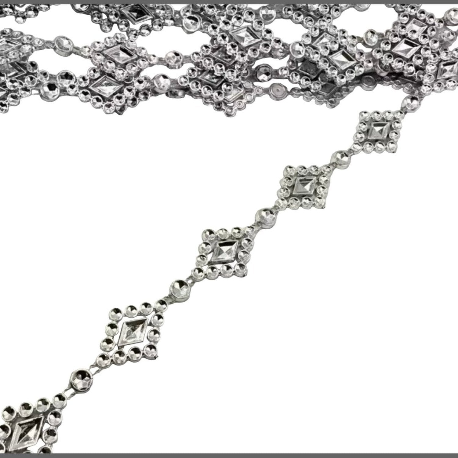 Shop For Faux Diamond Shaped Rhinestone Trimming: Silver (10 Yards)