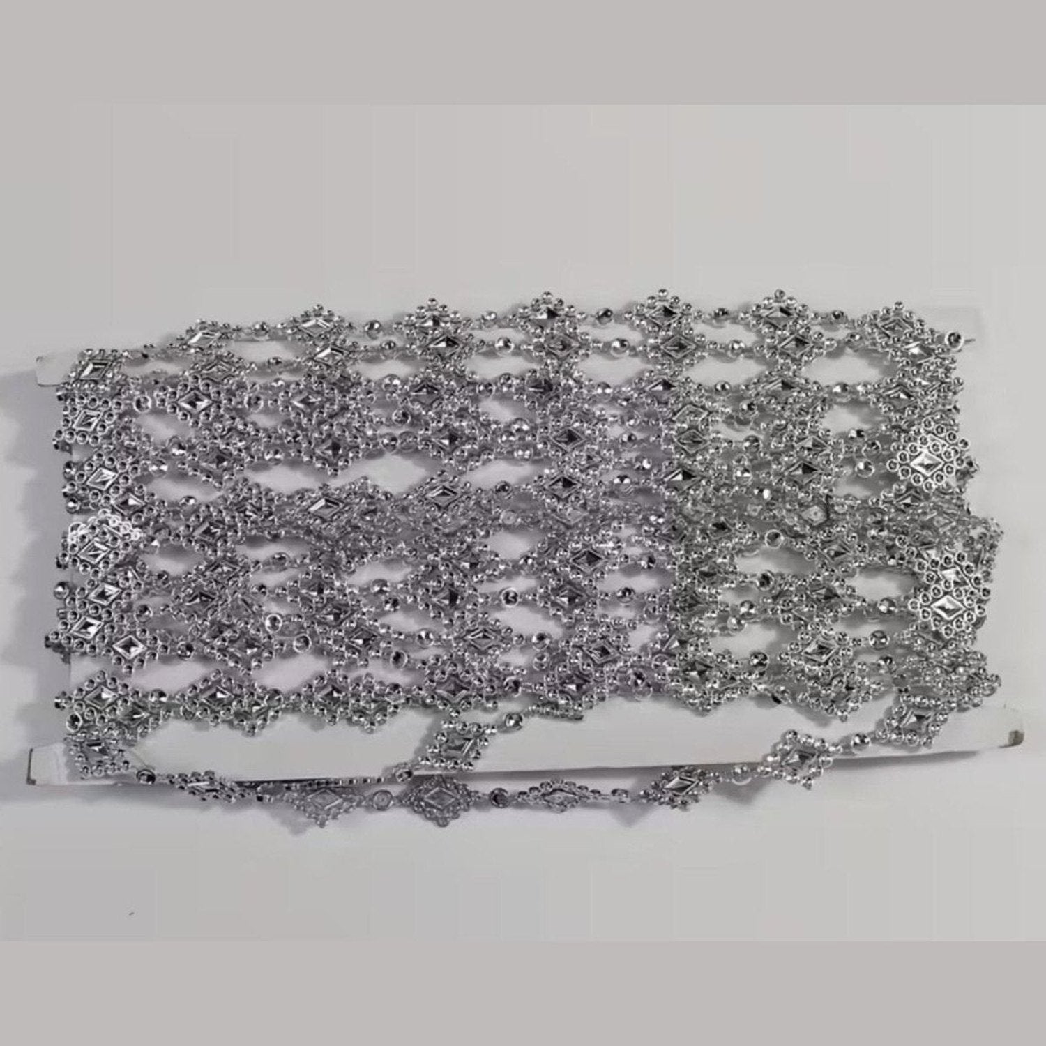 Shop For Faux Diamond Shaped Rhinestone Trimming: Silver (10 Yards)