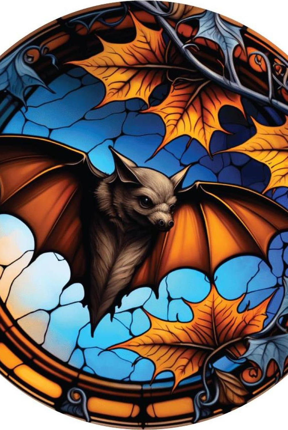Faux Stained Glass Halloween Bat Sign