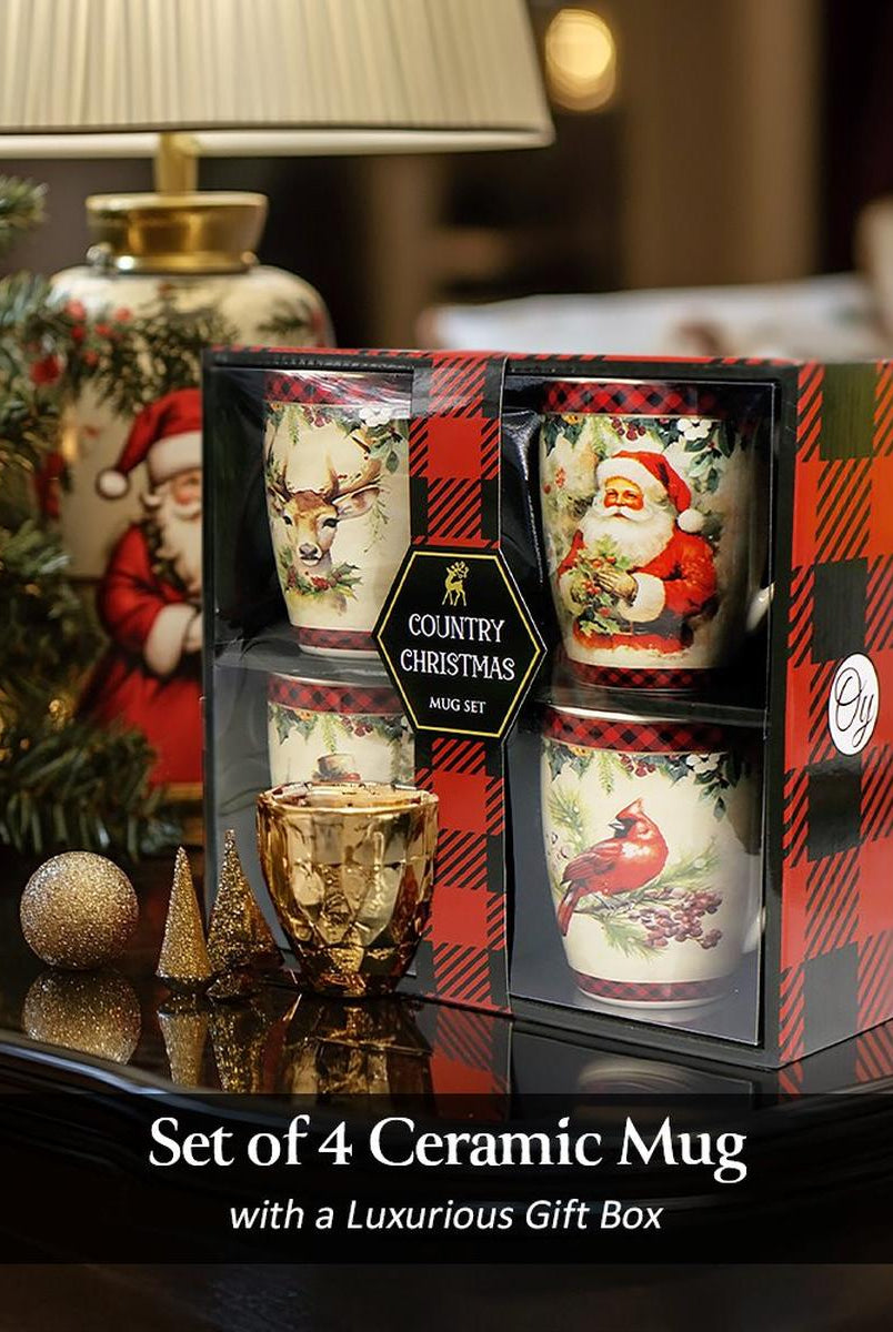 Shop For Festive Country County Christmas Plaid Mugs (Set of 4)