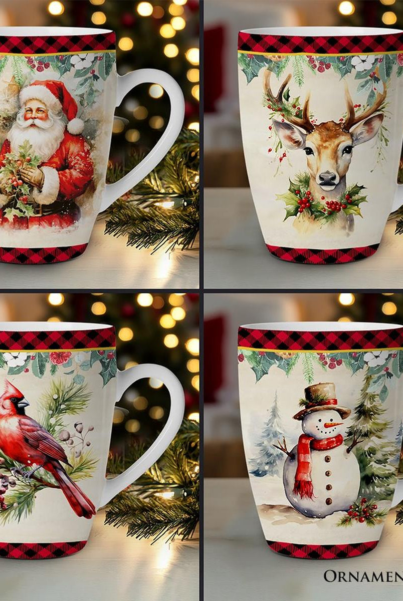Shop For Festive Country County Christmas Plaid Mugs (Set of 4)