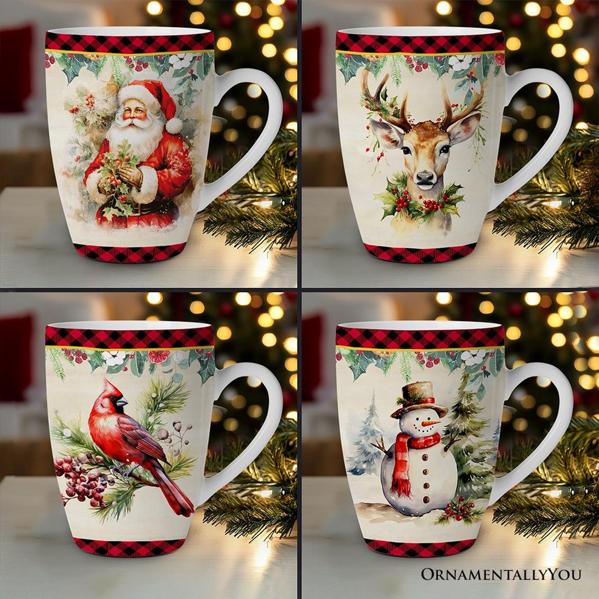 Shop For Festive Country County Christmas Plaid Mugs (Set of 4)