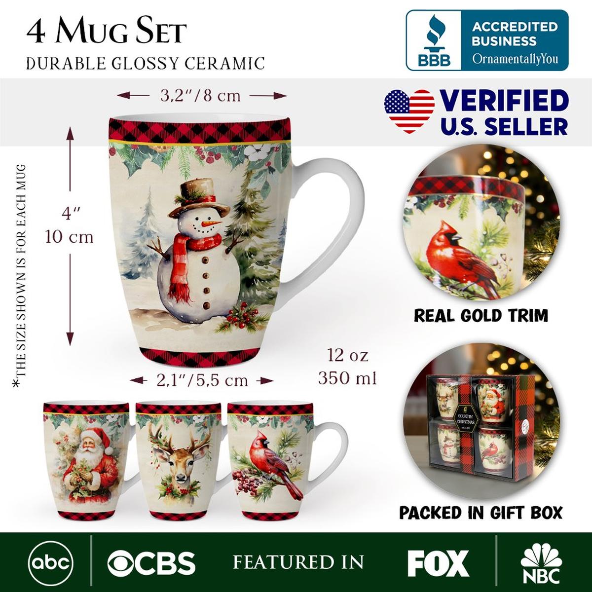 Shop For Festive Country County Christmas Plaid Mugs (Set of 4)