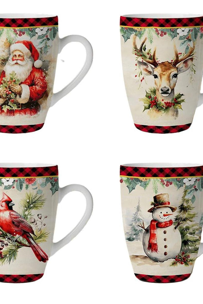 Shop For Festive Country County Christmas Plaid Mugs (Set of 4)