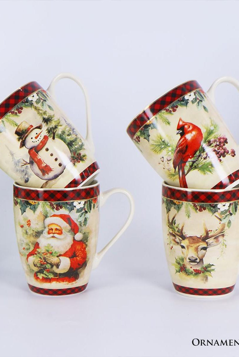 Shop For Festive Country County Christmas Plaid Mugs (Set of 4)