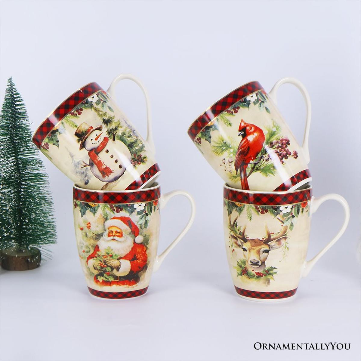 Shop For Festive Country County Christmas Plaid Mugs (Set of 4)