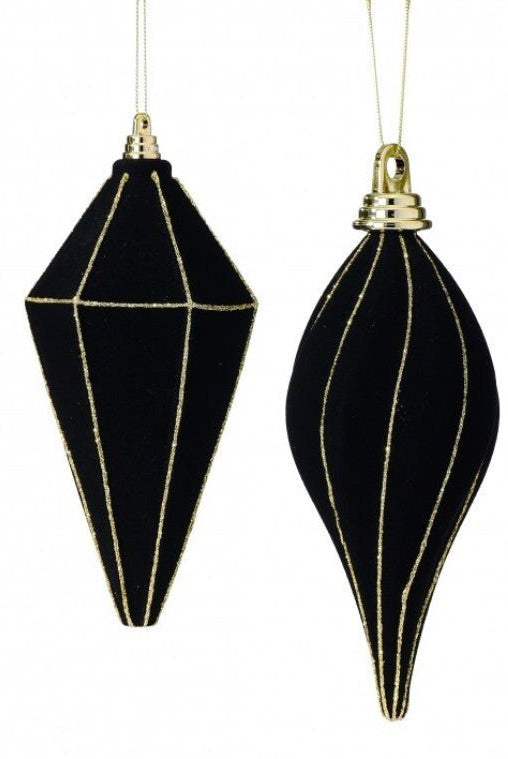 Shop For Flocked Finial Glitter Ornament: Black (Set of 2)