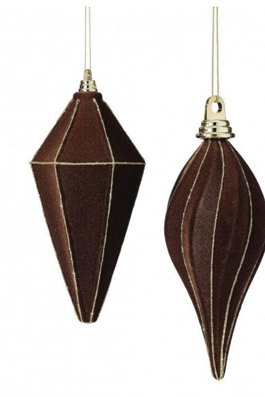 Shop For Flocked Finial Glitter Ornament: Chocolate (Set of 2)
