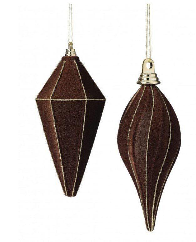 Shop For Flocked Finial Glitter Ornament: Chocolate (Set of 2)