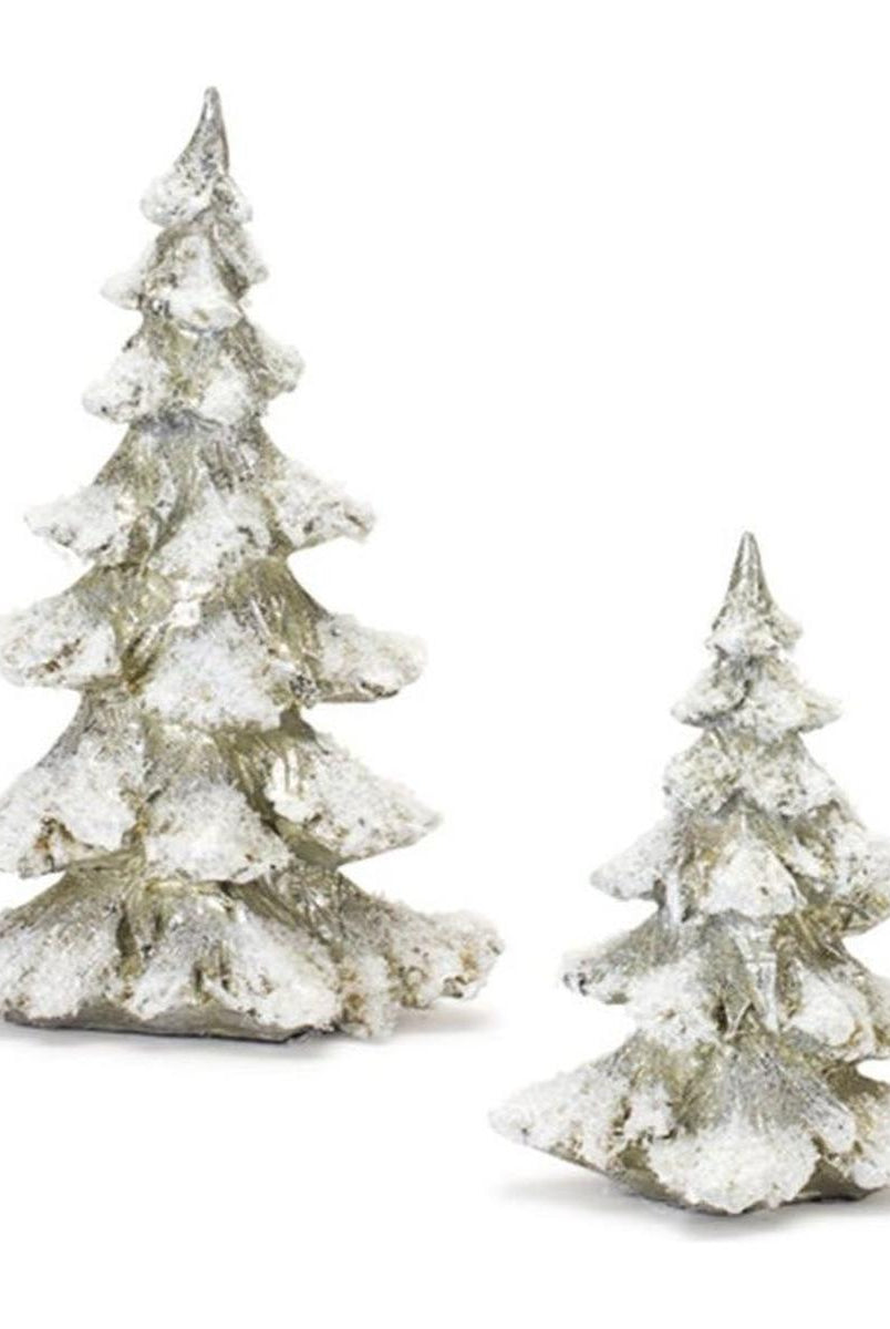 Shop For Frosted Pine Tree Décor with Silver Finish (Set of 4) at Michelle's aDOORable Creations