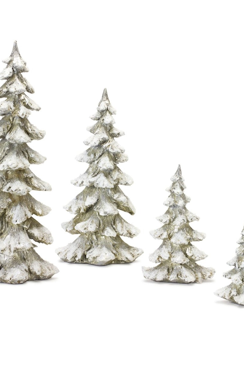 Shop For Frosted Pine Tree Décor with Silver Finish (Set of 4) at Michelle's aDOORable Creations