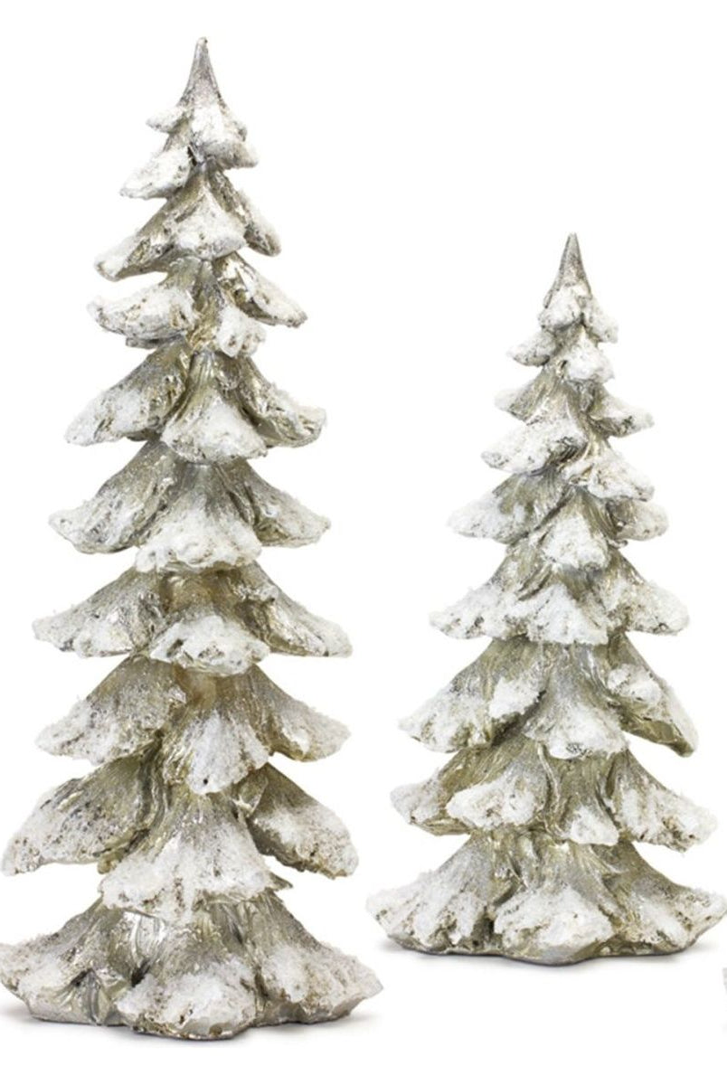 Shop For Frosted Pine Tree Décor with Silver Finish (Set of 4) at Michelle's aDOORable Creations