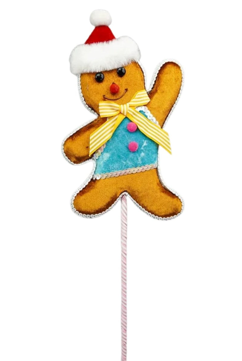 Shop For Gingerbread Boy Pick, Blue 12"