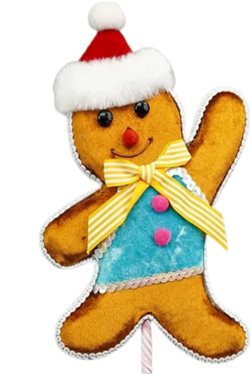 Shop For Gingerbread Boy Pick, Blue 12"