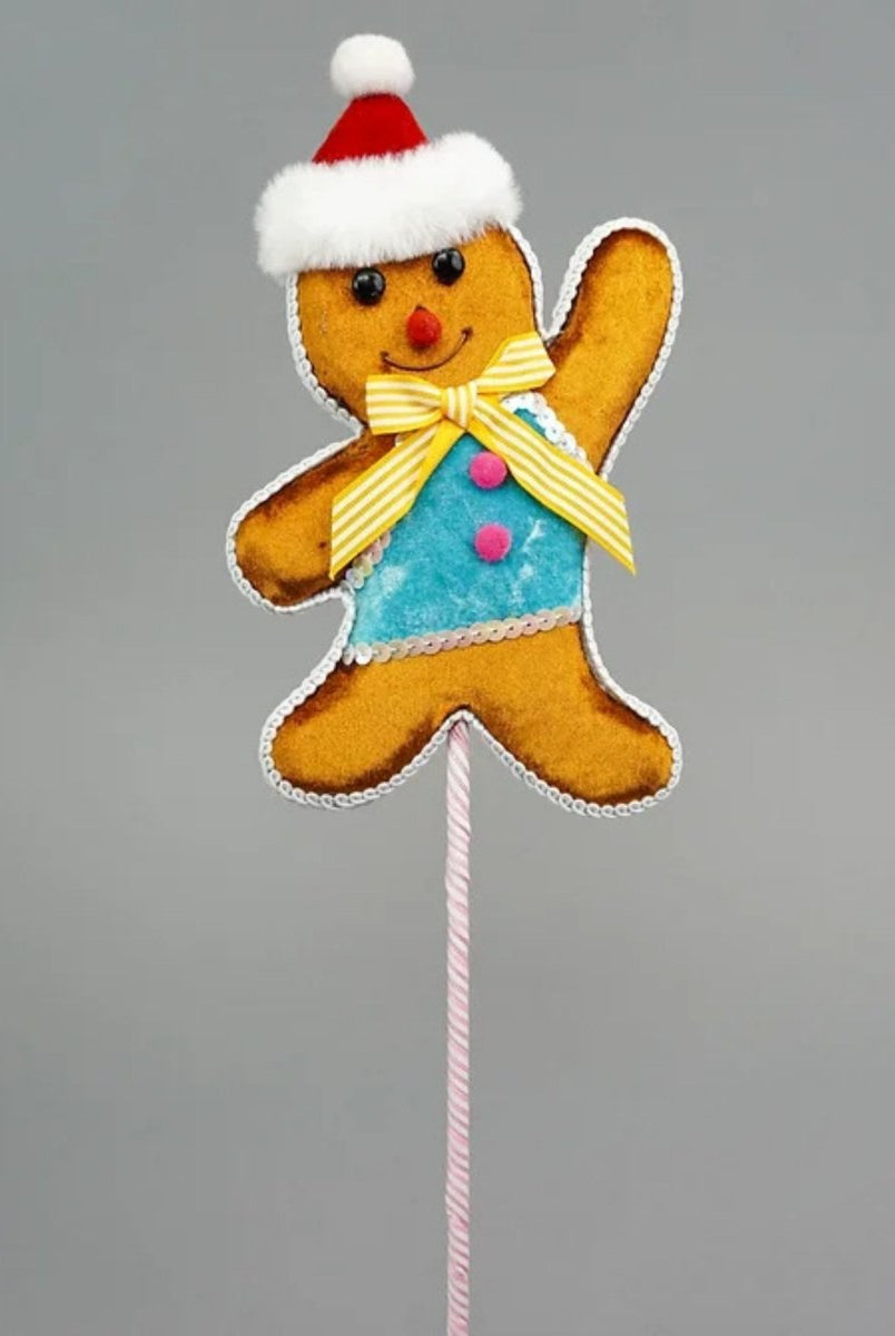 Shop For Gingerbread Boy Pick, Blue 12"