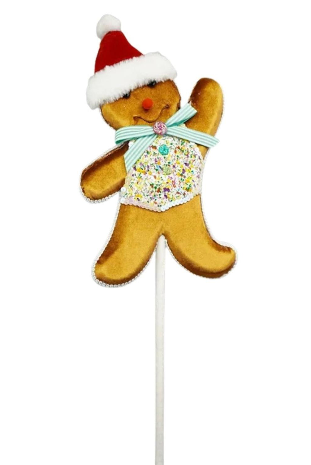 Gingerbread Man Pick, Teal 19"