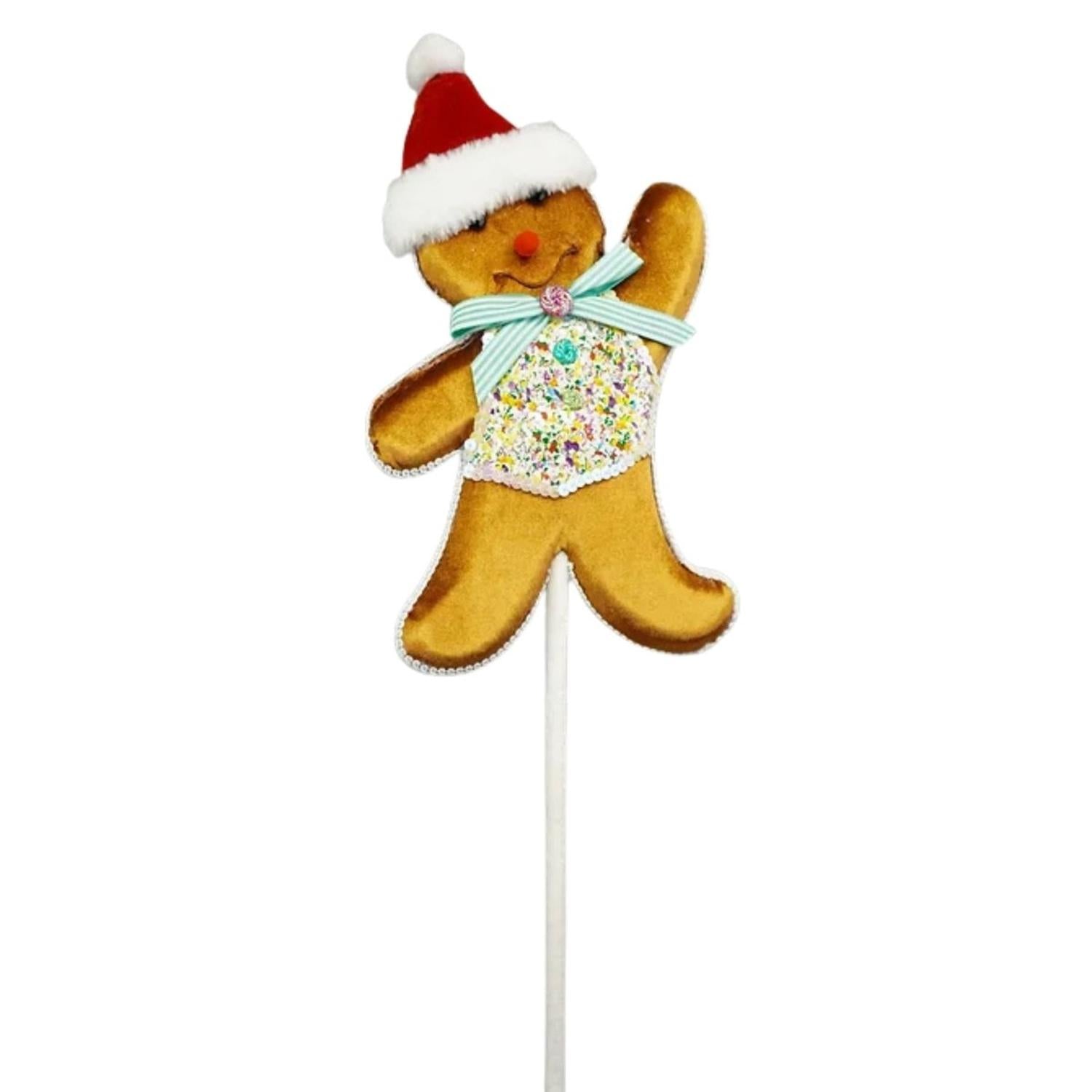 Gingerbread Man Pick, Teal 19"